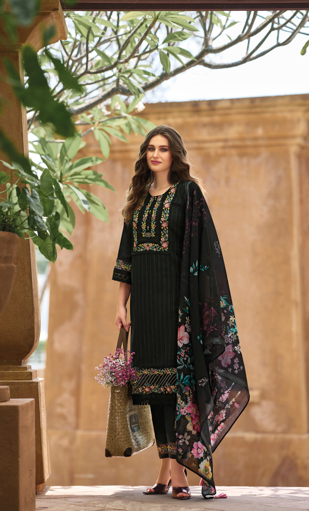 Kina Onyx Embroidered Pakistani Cotton Suit Set