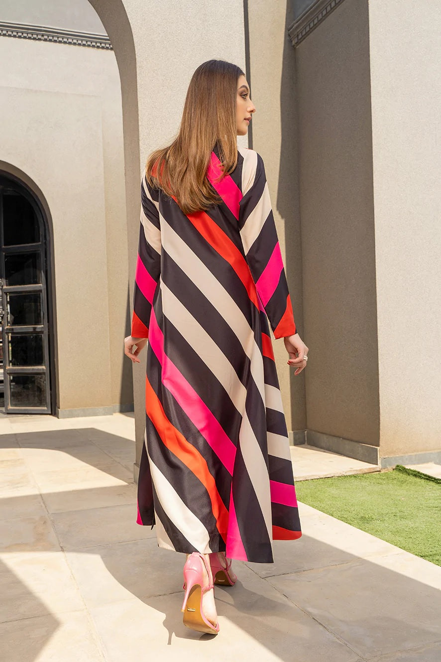 Laurel Black Vibrant Stripe Dress