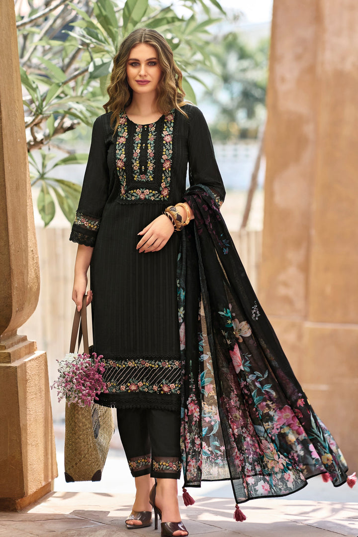 Kina Onyx Embroidered Pakistani Cotton Suit Set