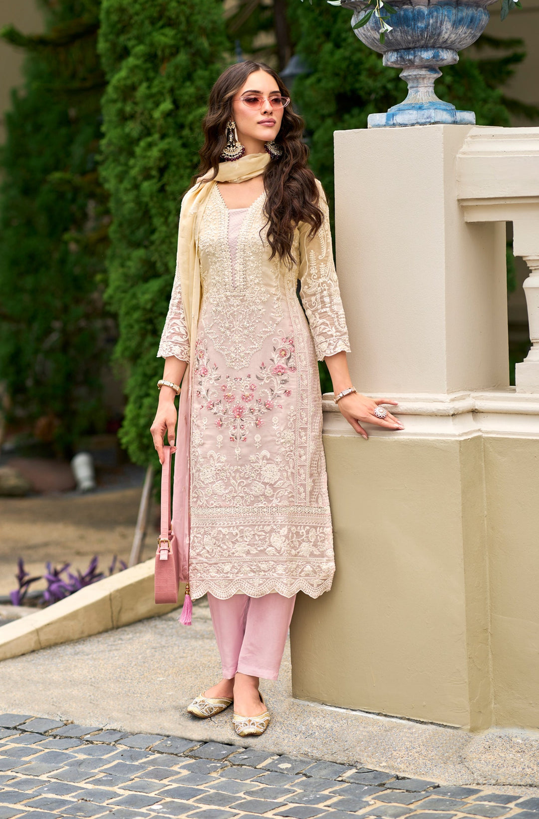 Faiza Pink Full Work Premium Pakistani Suit Set
