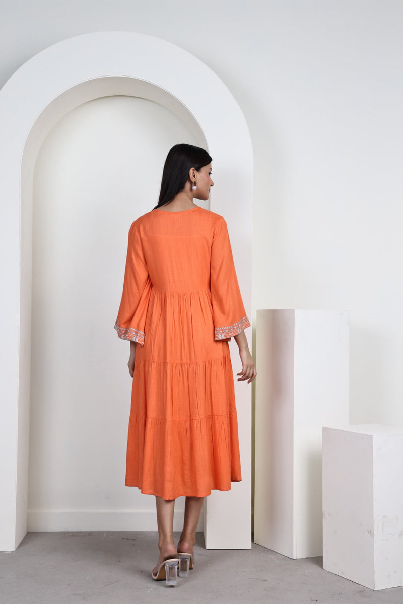 Soro Orange Cotton Dress Autumn Lane Clothing