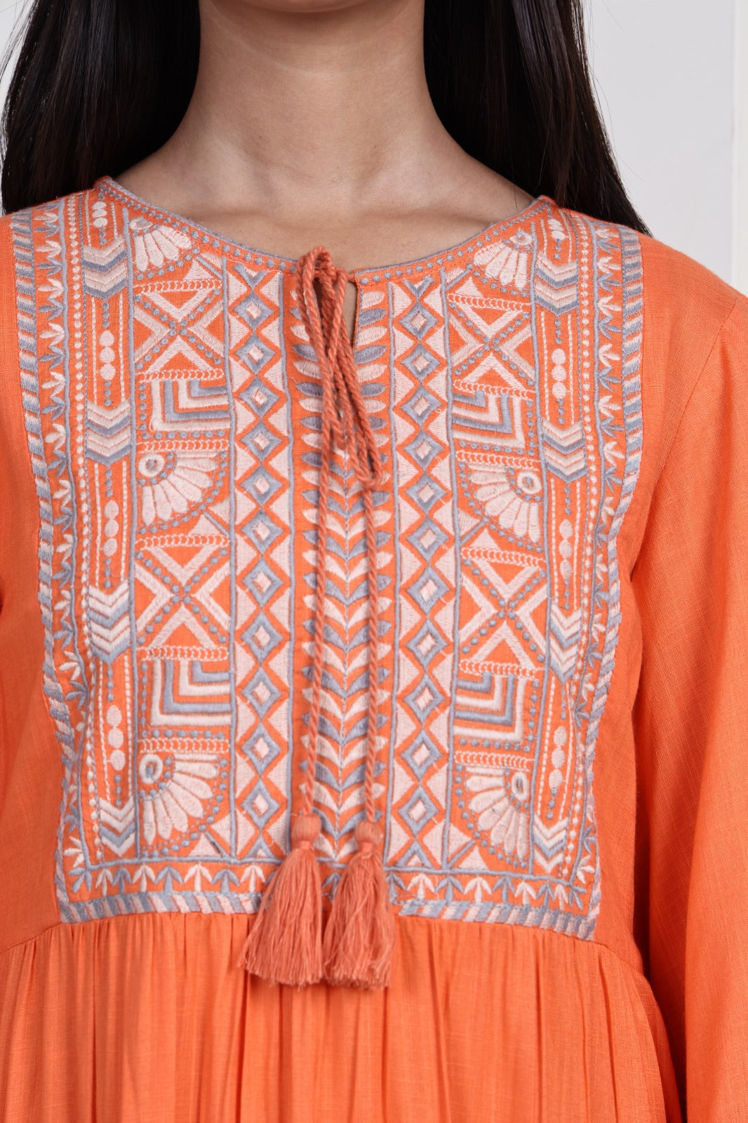 Soro Orange Cotton Dress