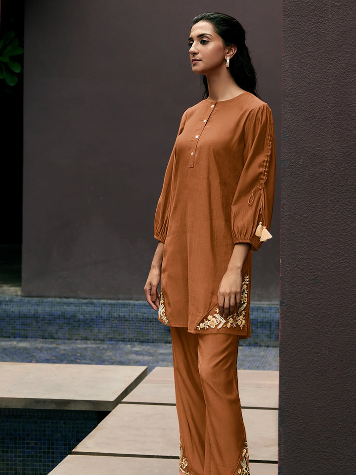 BHUMI BROWN EMBROIDERY CO-ORD SET
