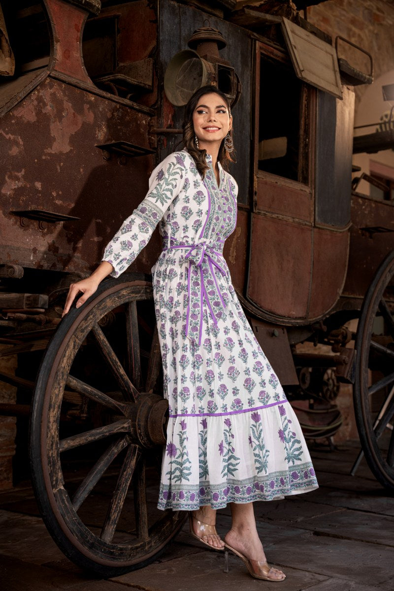 Sam Anokhi Purple Printed Cotton Dress