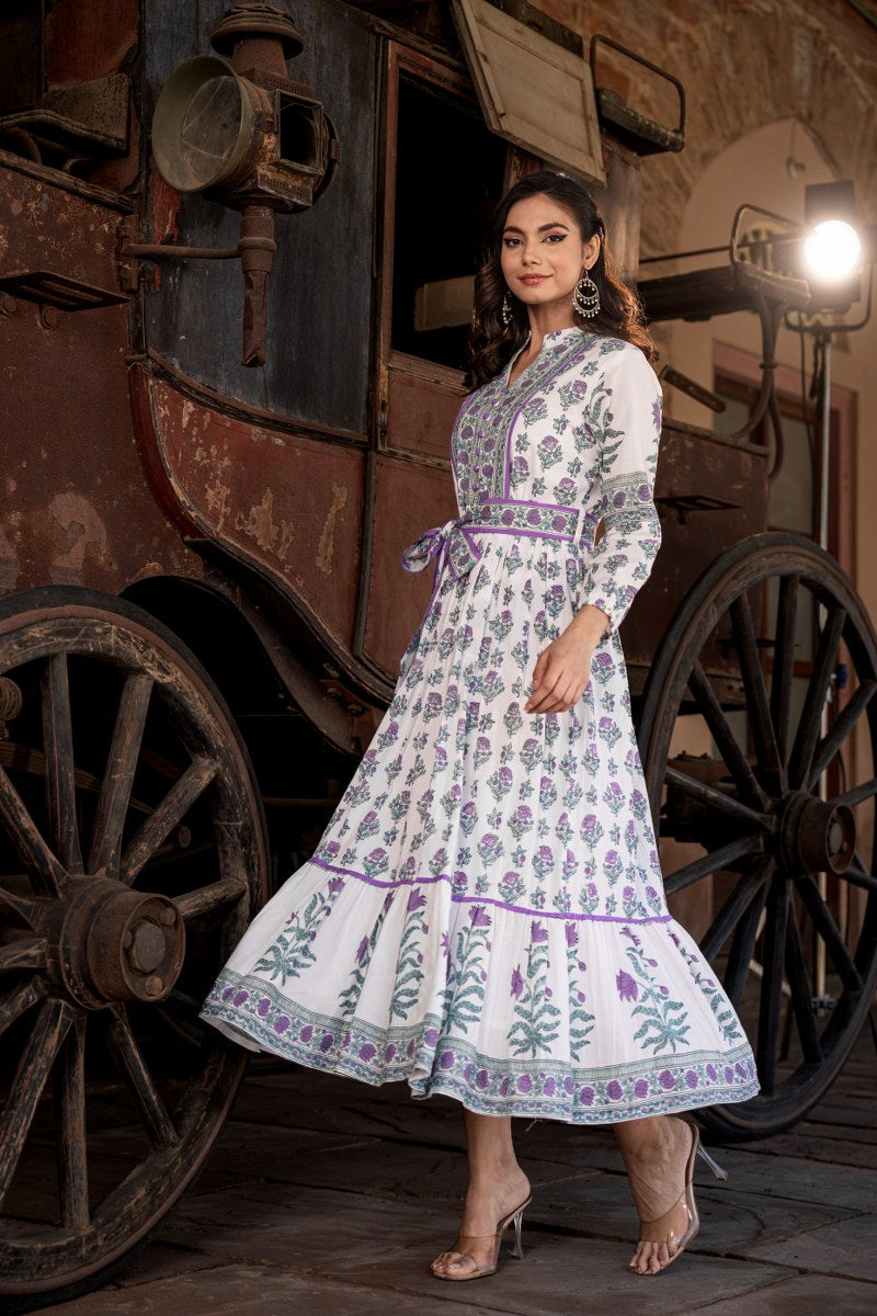 Sam Anokhi Purple Printed Cotton Dress
