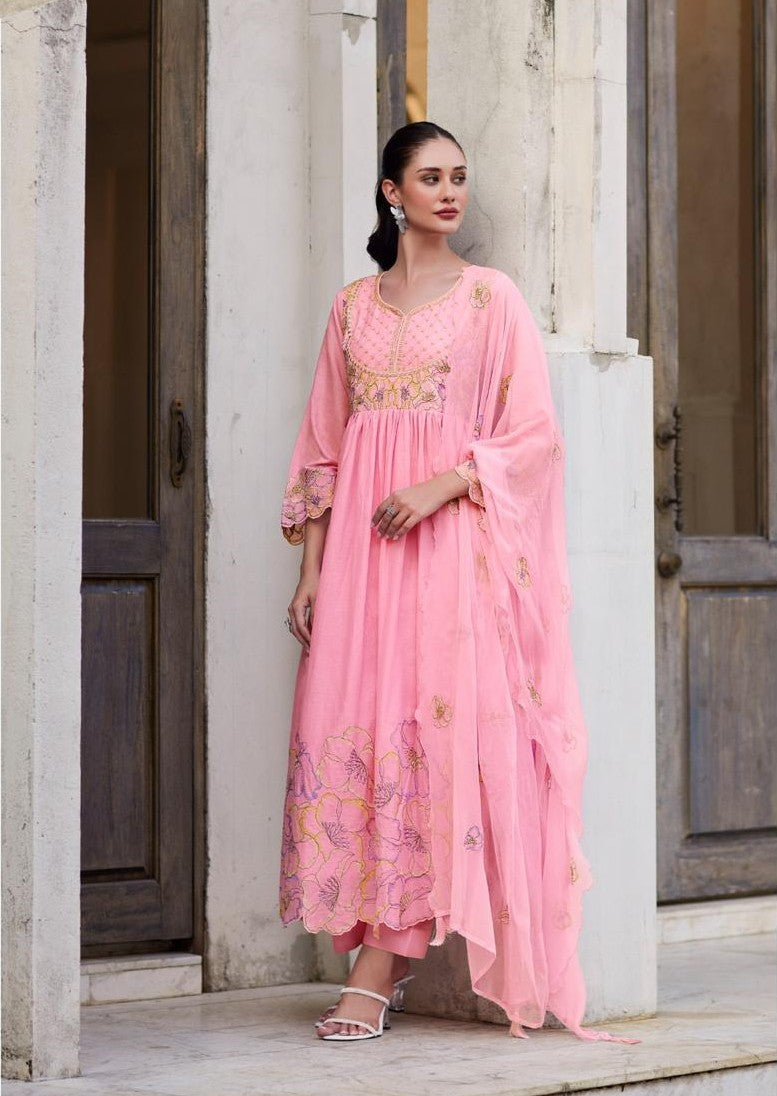 Rubina Rose Cotton Mul Embroidery Premium Anarkali Suit Set – Autumn Lane  Clothing