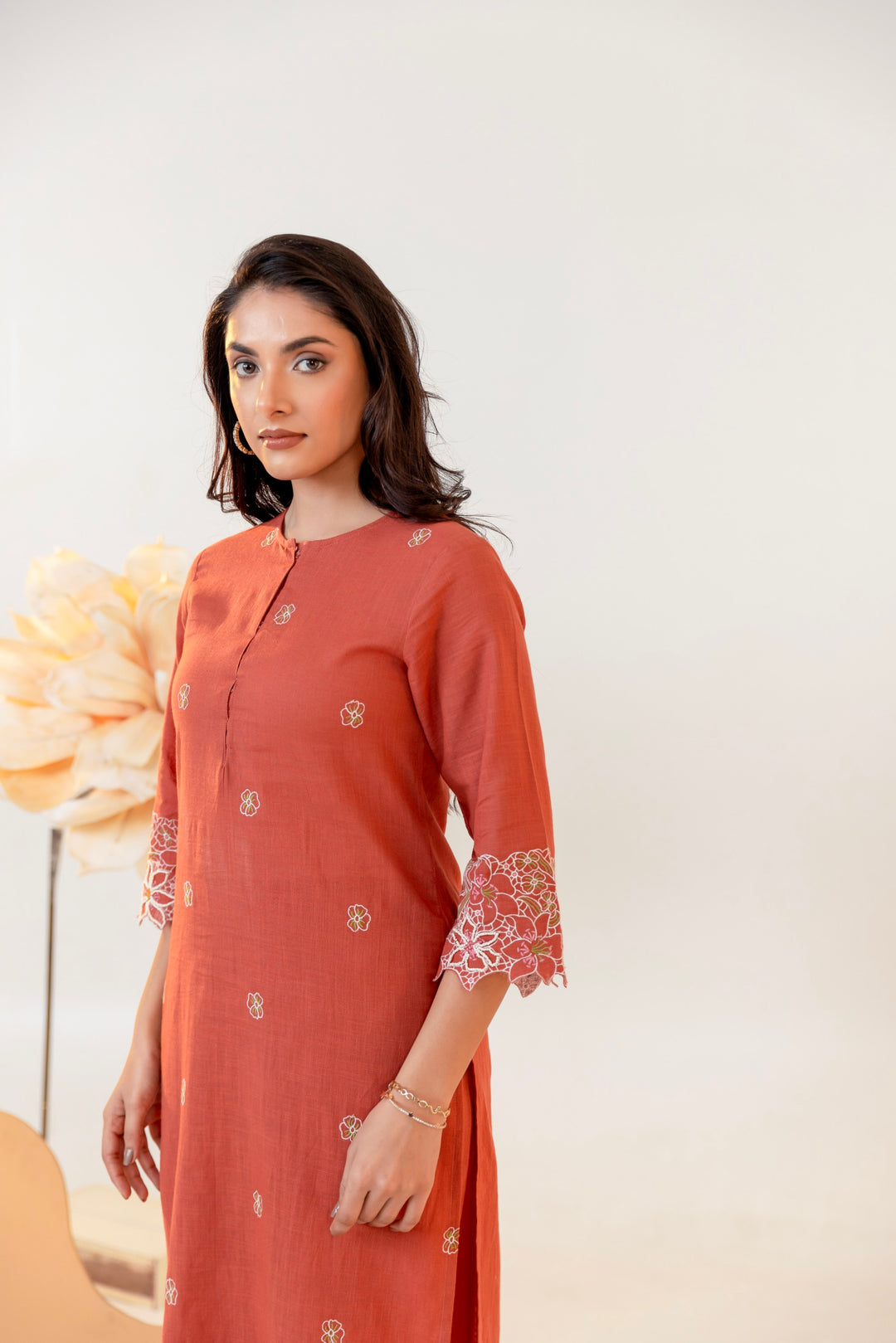 Purna cider embroidery cotton Kurta pant set