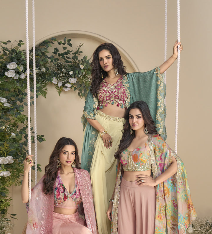 Hiva Salmon Fusion Wear Cape set