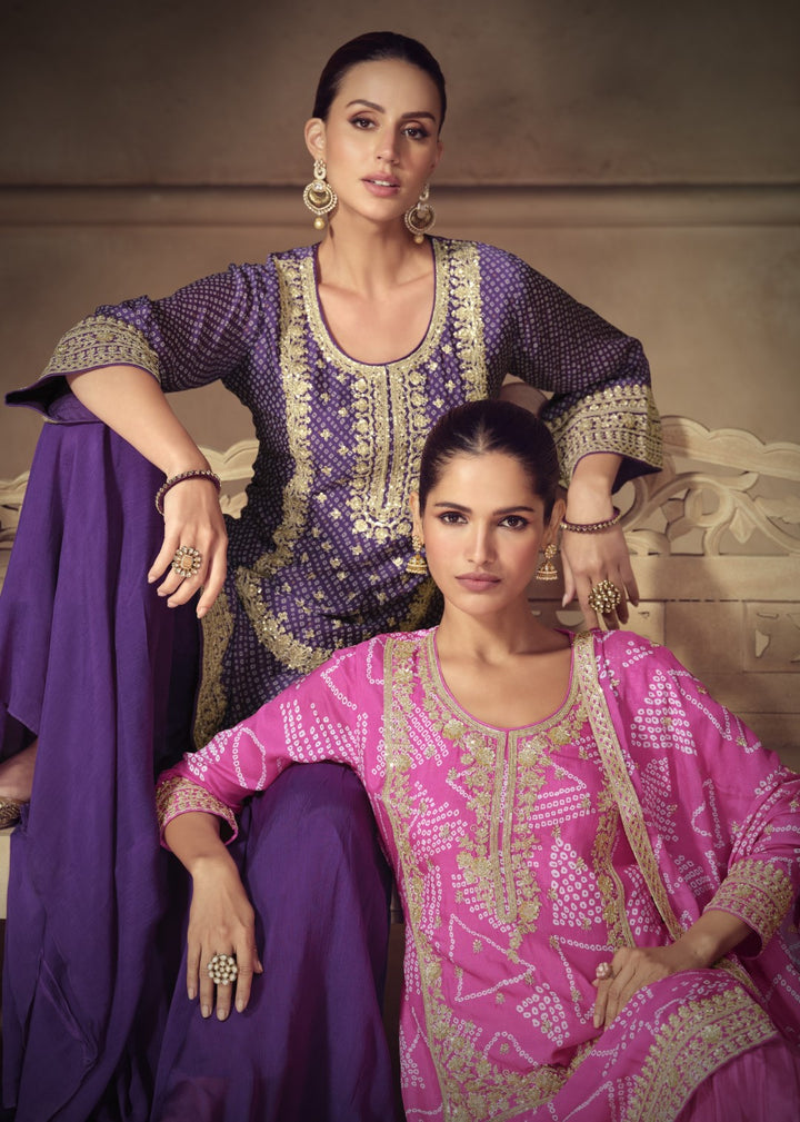 Nimrat orchid full heavy work sharara set