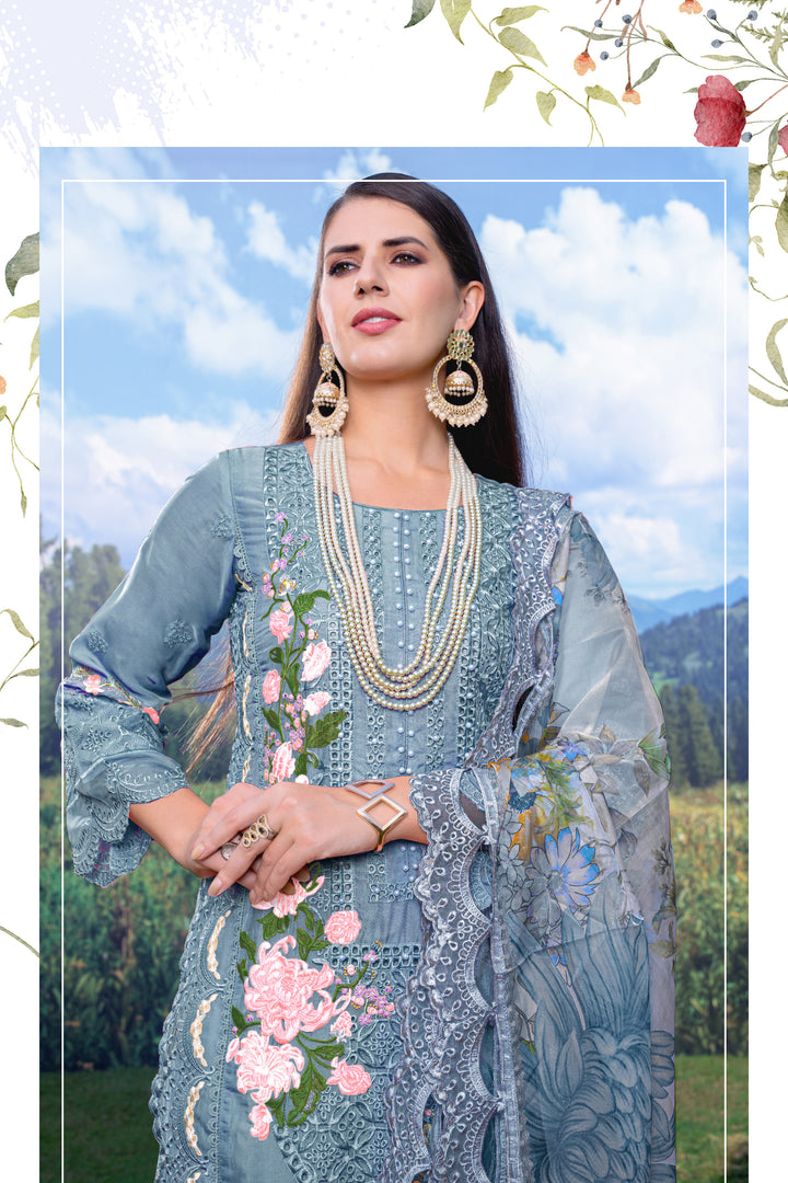 Noori SoftBlue Full Heavy Work Pakistani Suit Set