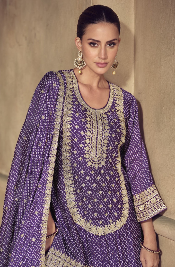 Nimrat orchid full heavy work sharara set