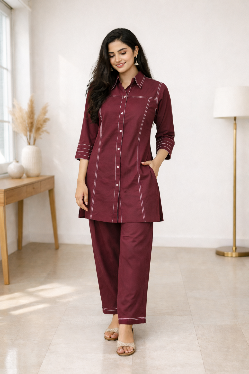 Akshara Merlot Cotton Co-ord Set