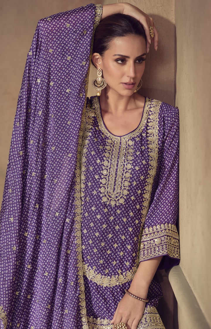 Nimrat orchid full heavy work sharara set