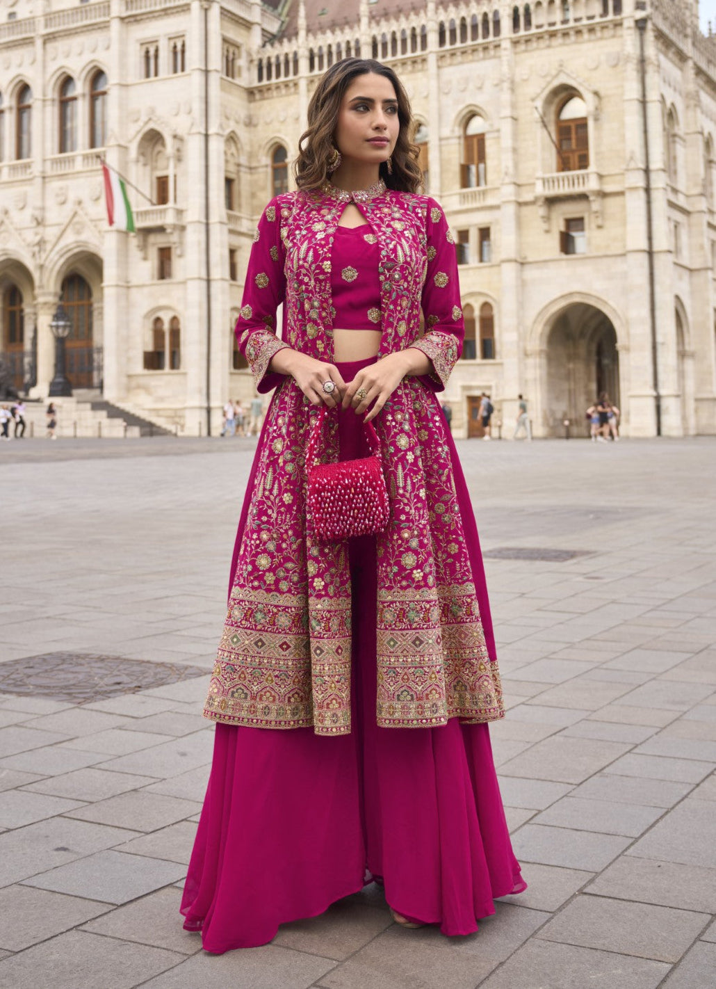 Amulya Mulberry full work fusion 3 pc set