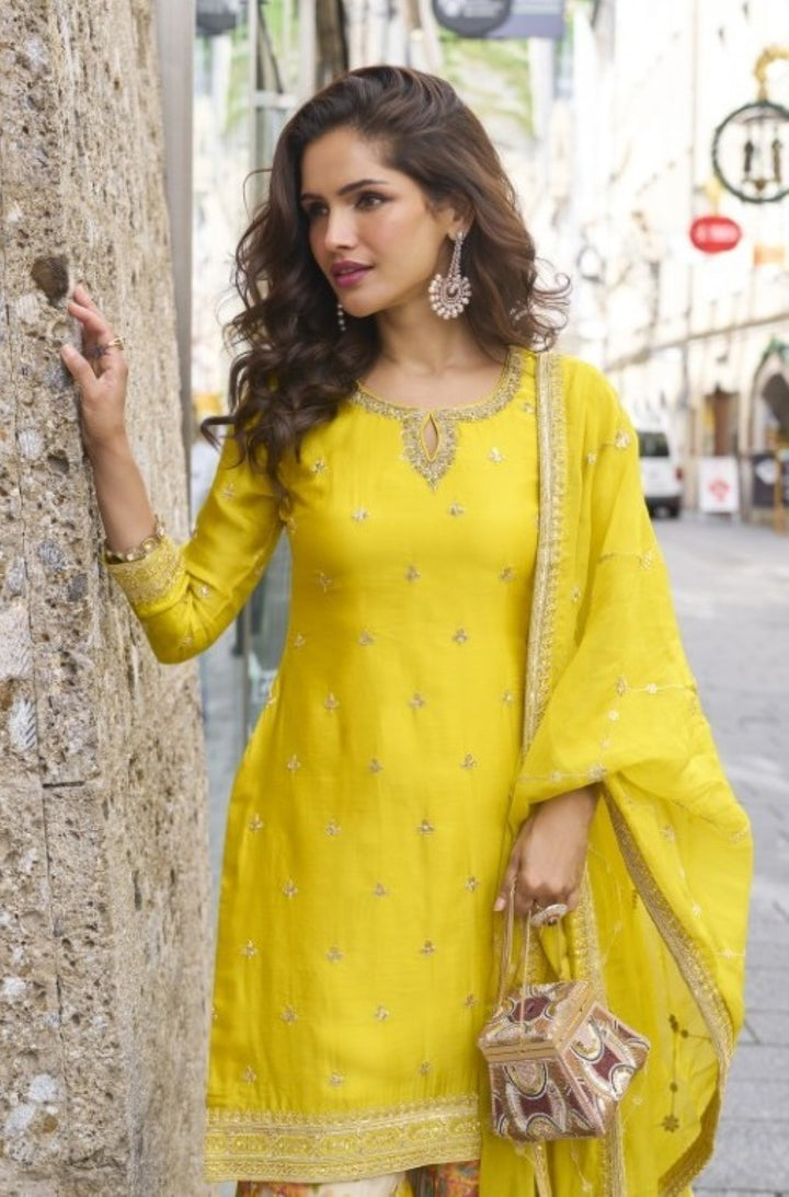 Gerua amber full work sharara set