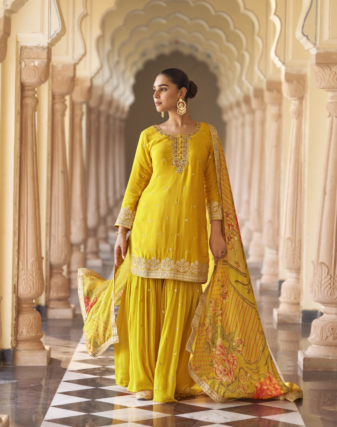 Umaira Canary full work gharara suit set