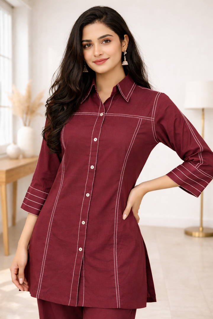 Akshara Merlot Cotton Co-ord Set