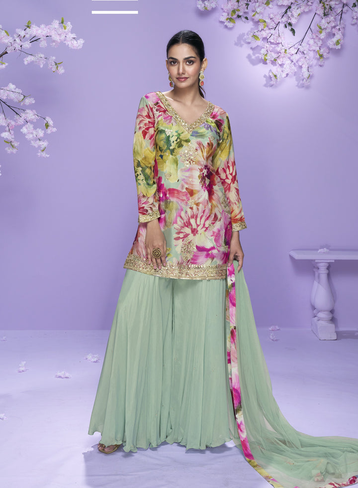 Tarkash Sage Full work sharara set