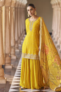 Umaira Canary full work gharara suit set