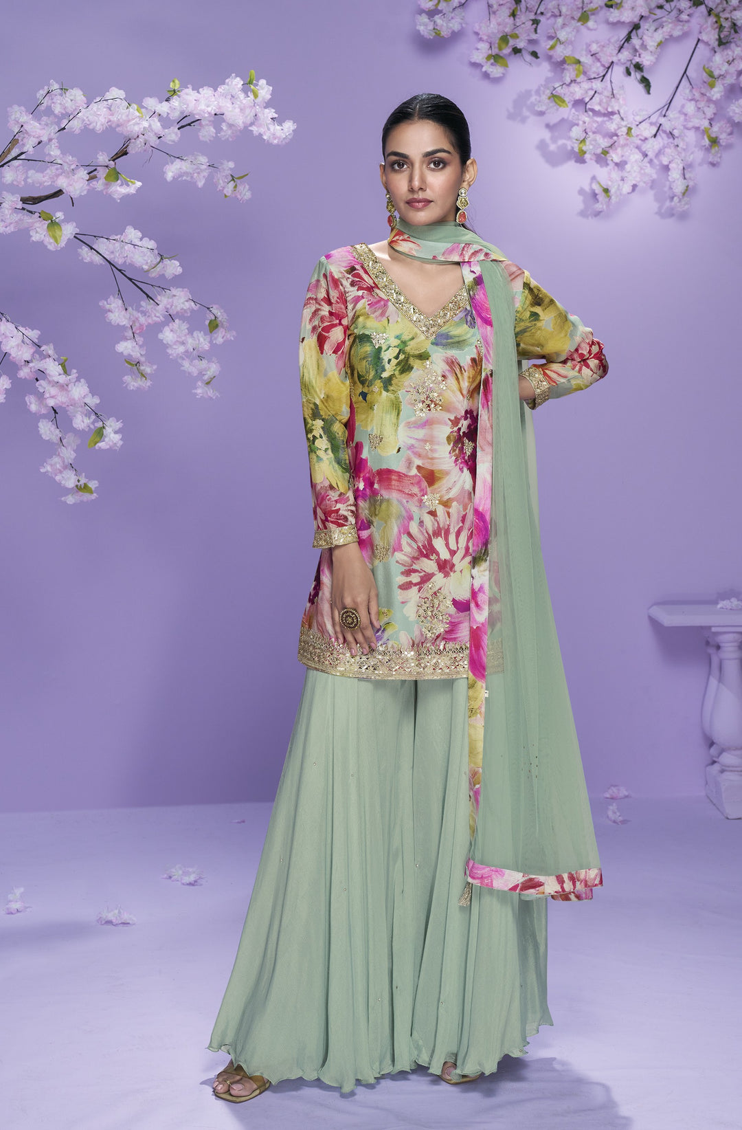 Tarkash Sage Full work sharara set