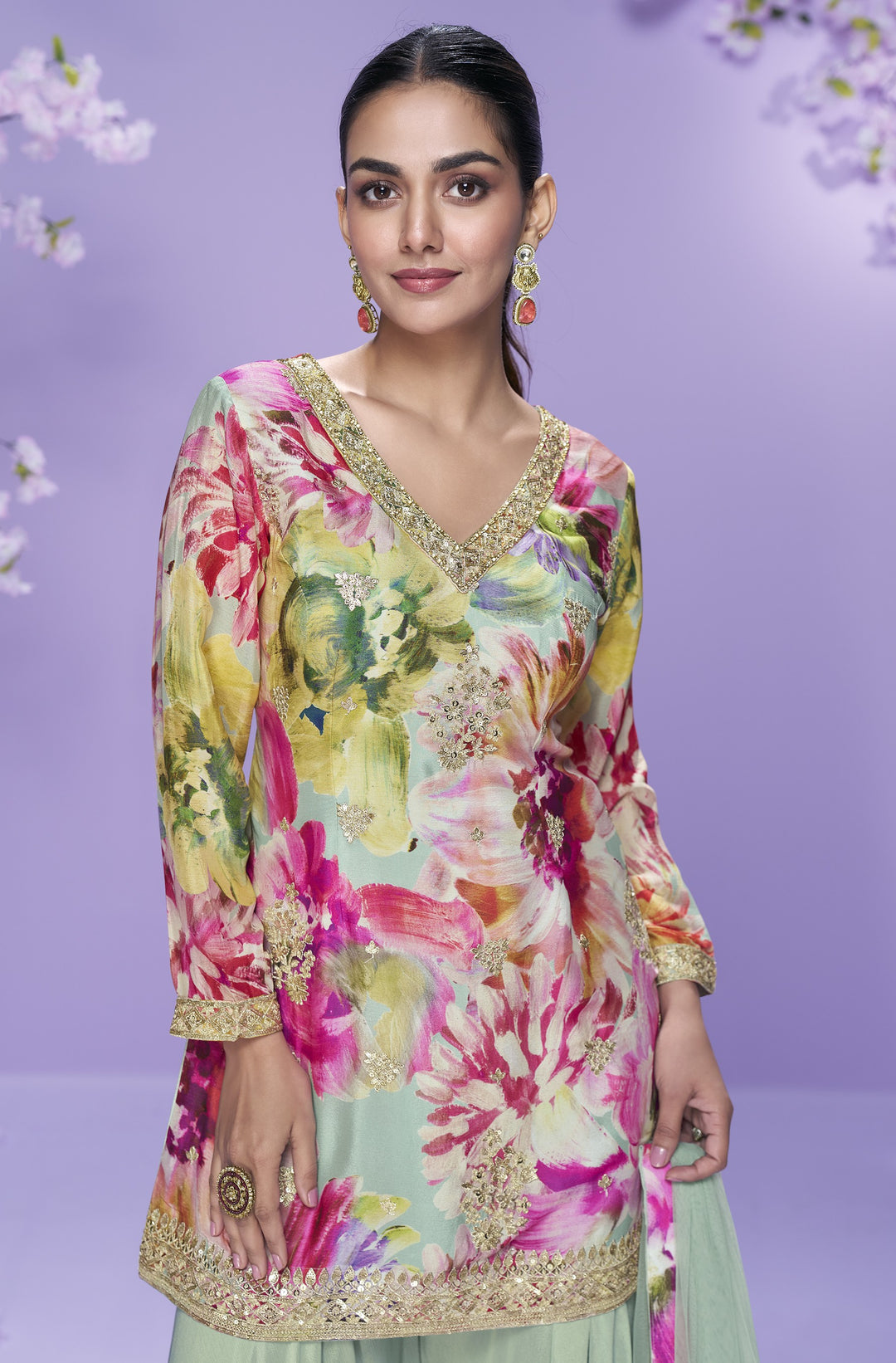 Tarkash Sage Full work sharara set