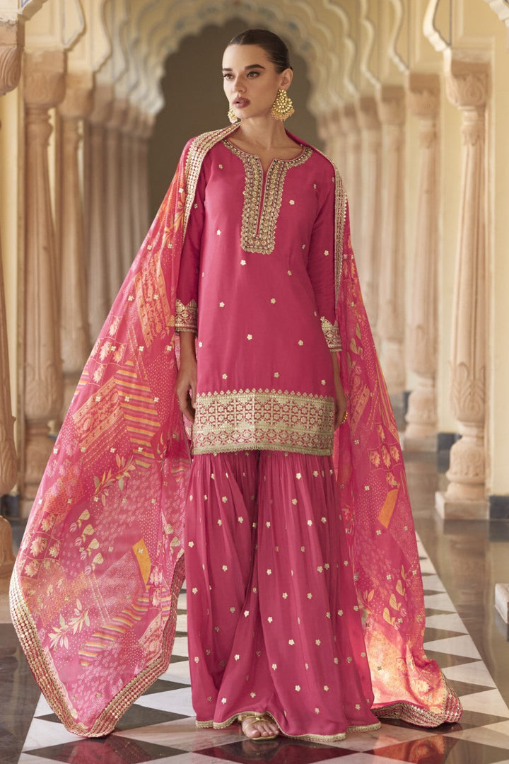 Umaira Rouge full work gharara suit set