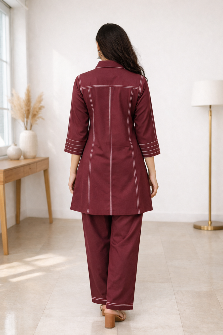 Akshara Merlot Cotton Co-ord Set