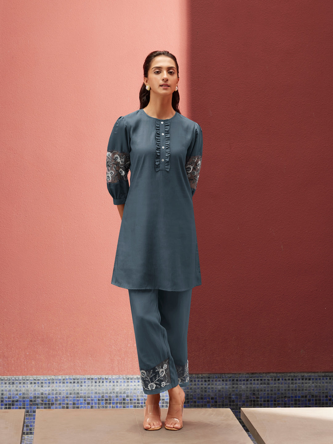 BHUMI GREY EMBROIDERY CO-ORD SET