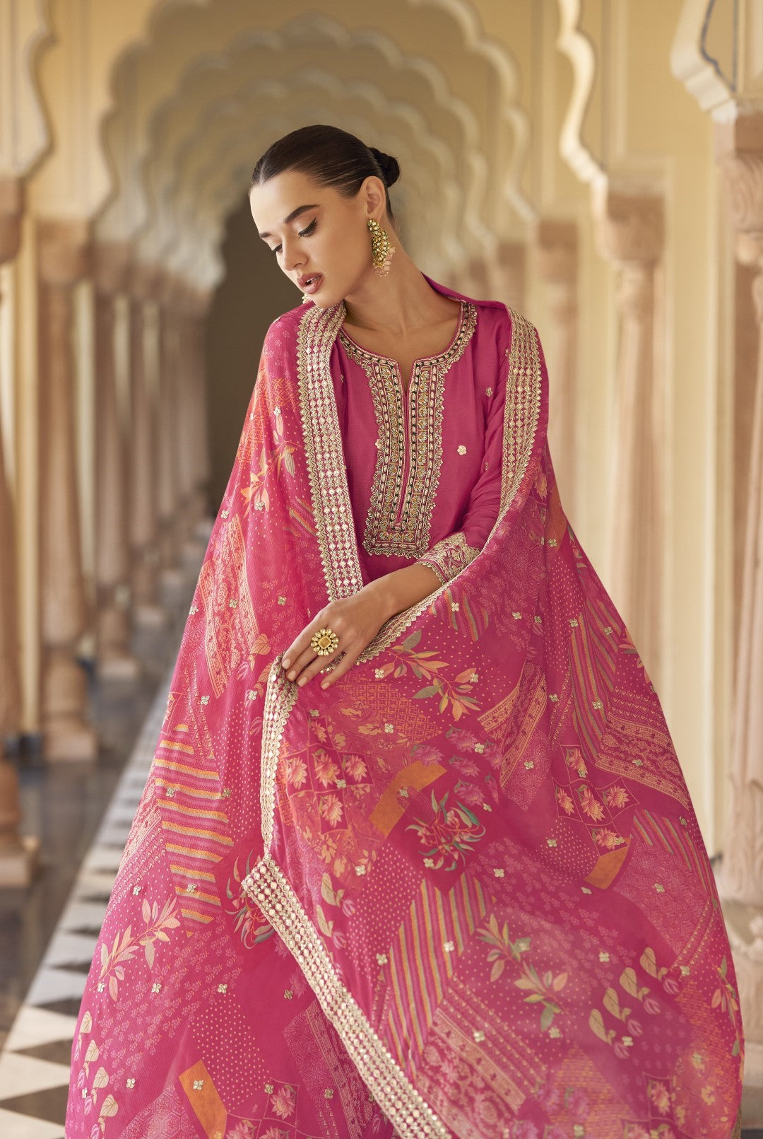 Umaira Rouge full work gharara suit set