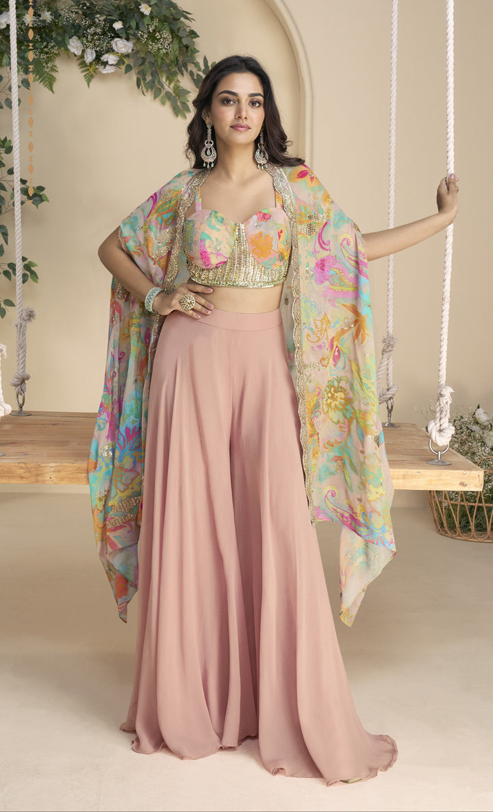 Hiva Salmon Fusion Wear Cape set