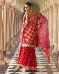 Umaira Crimson full work gharara suit set