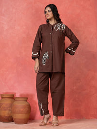 Gaur mulberry embroidery cotton co-ord set