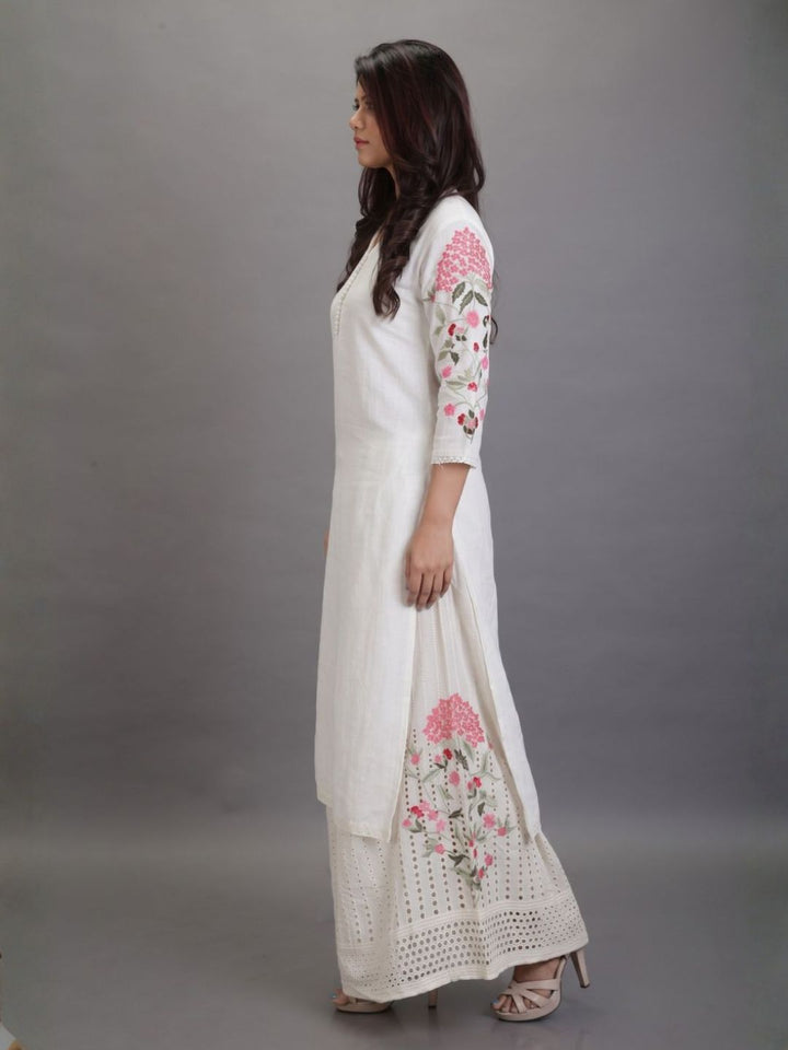 Cotton Embroidred Kurta with Heavy Hakoba embroidered Pallazos