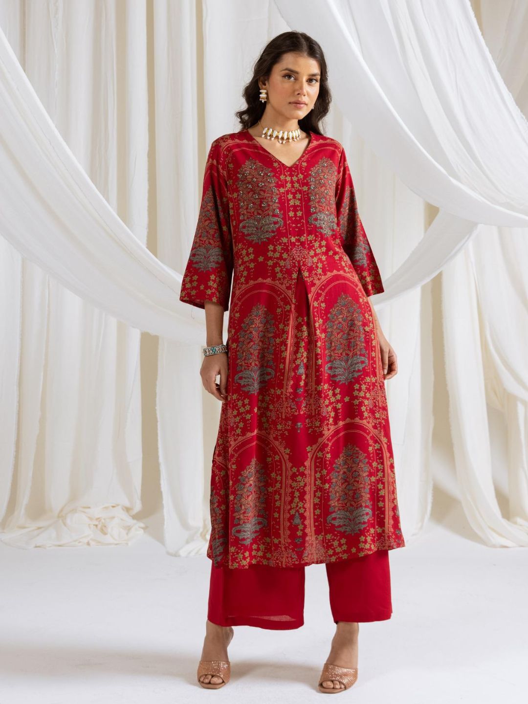 Bakul Scarlet Printed Kurta Pant set