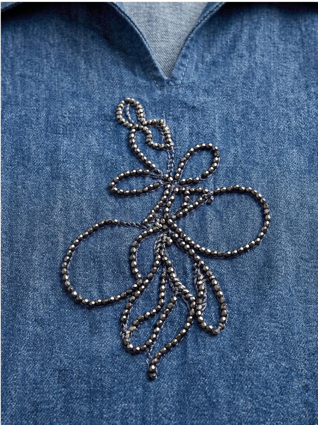 Prisha aero embroidery denim co-ord set