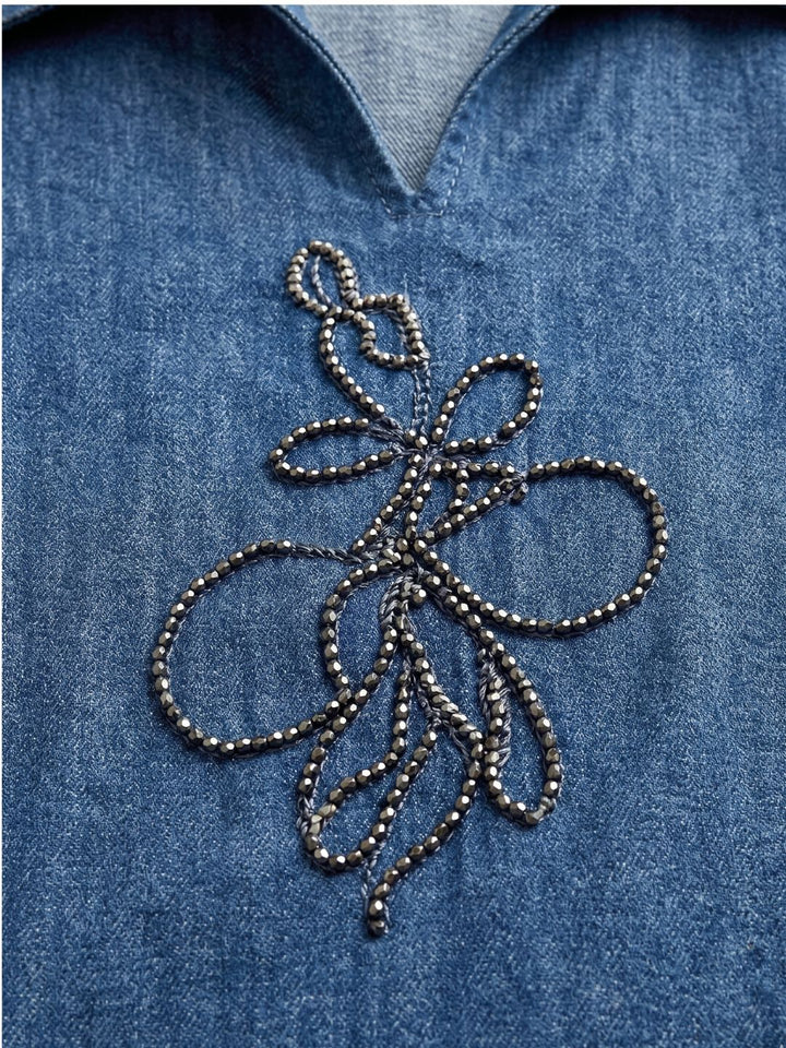 Prisha aero embroidery denim co-ord set