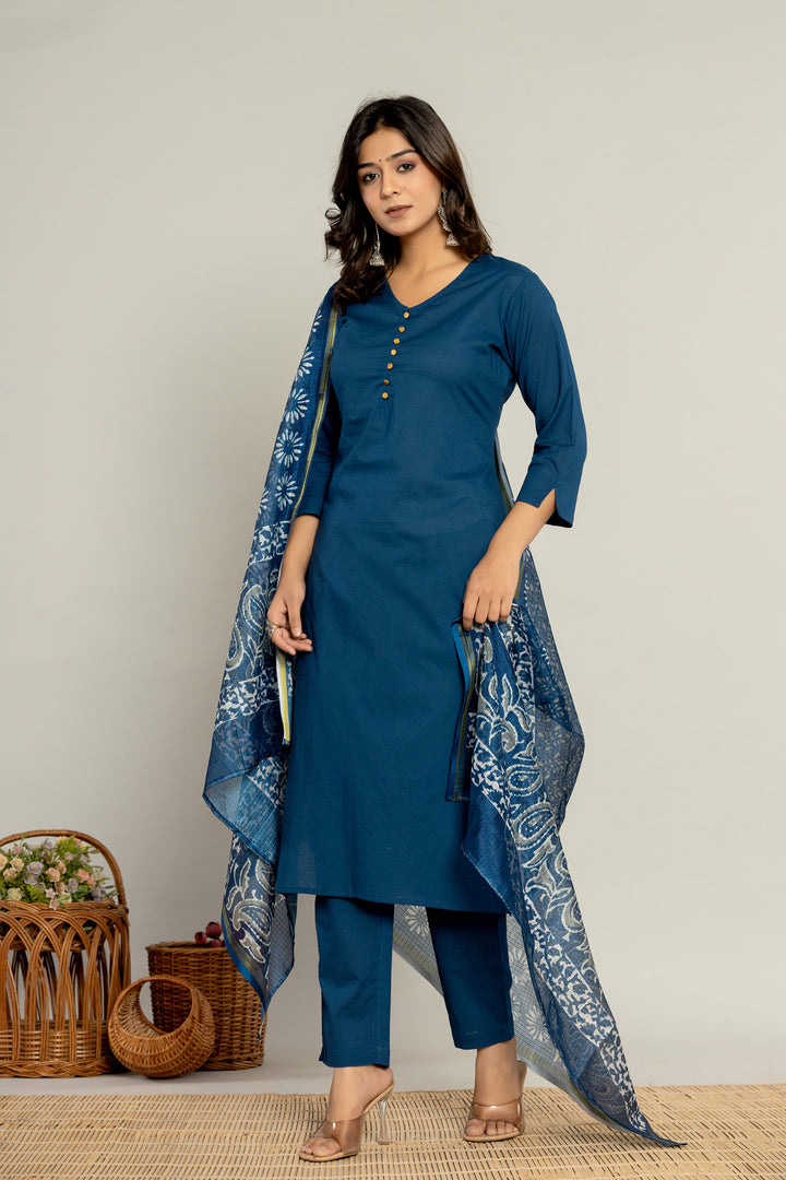 Prapti Indigo Cotton Suit Set