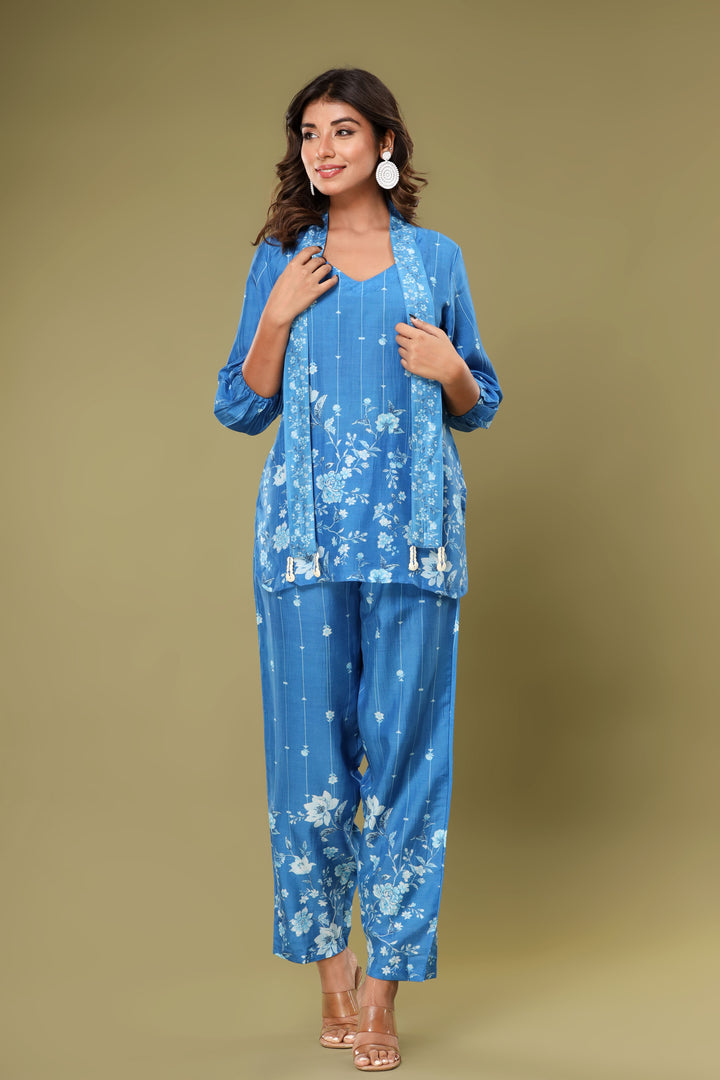 Roshni Indigo Muslin Co-ord Set