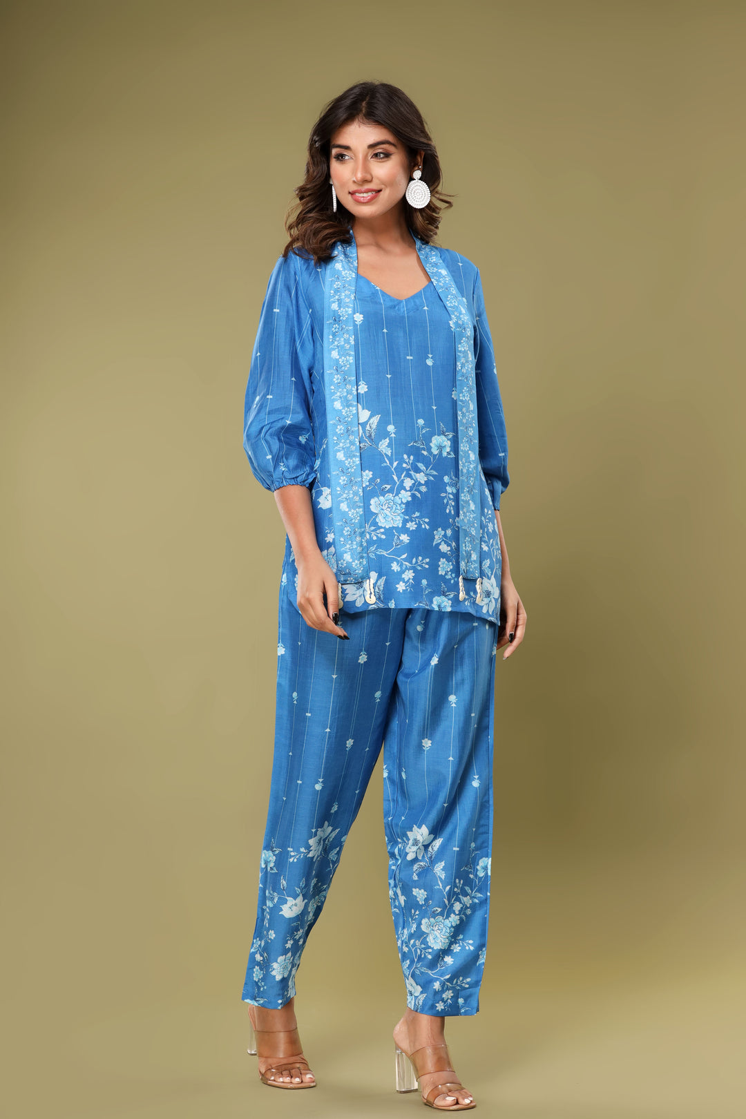 Roshni Indigo Muslin Co-ord Set