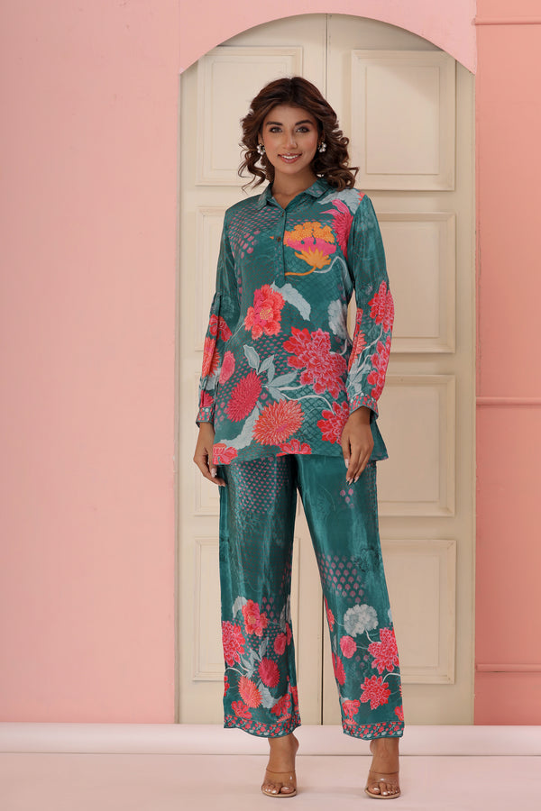 Dhwani Emerald Digital Print Pure Crepe Premium Co-ord Set