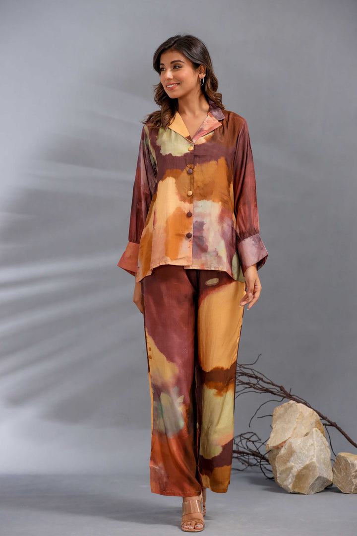 Kanan Brown Abstract Muslin Co-ord Set