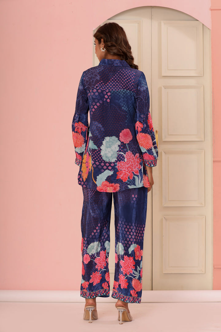 Dhwani Indigo Digital Print Pure Crepe Premium Co-ord Set