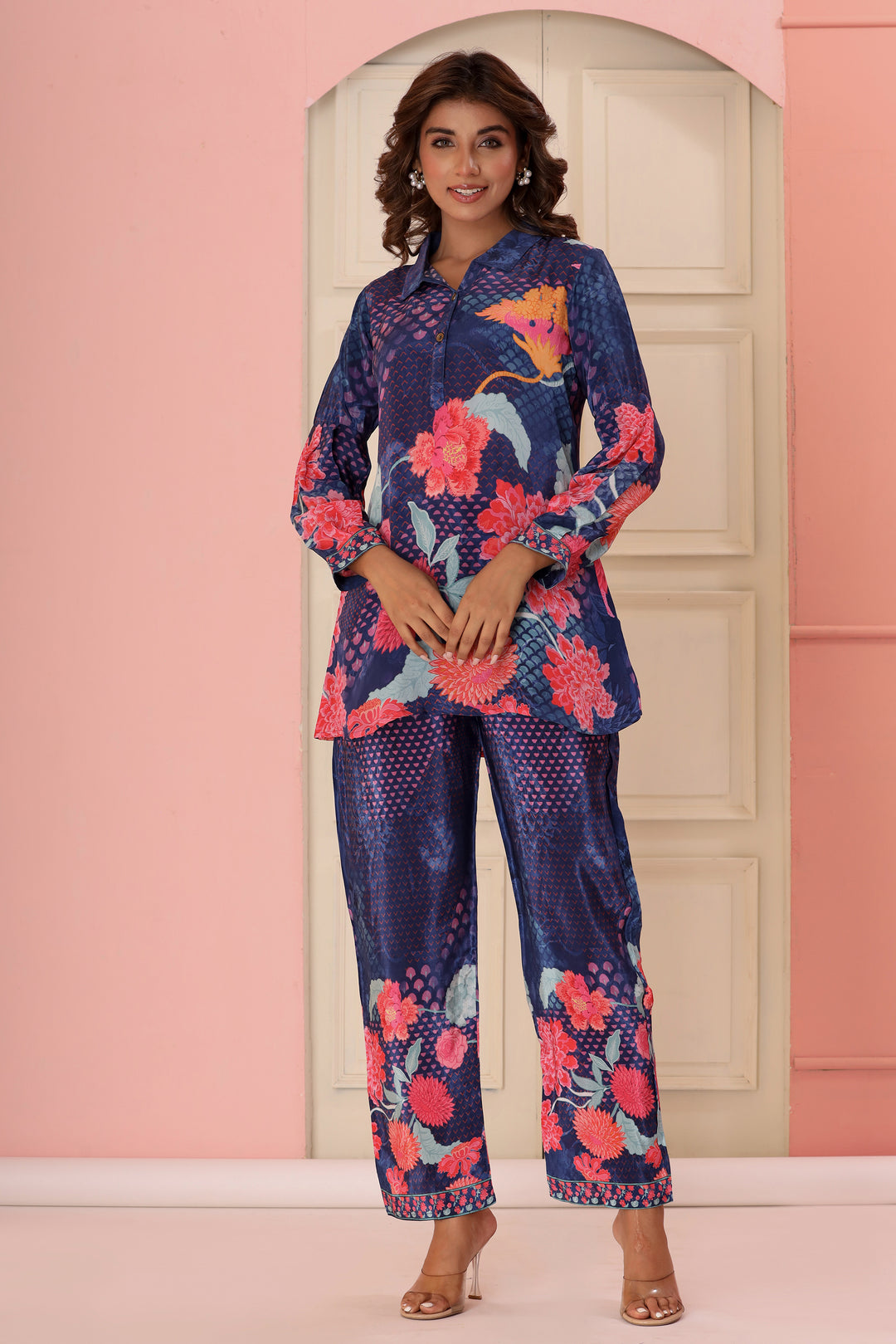 Dhwani Indigo Digital Print Pure Crepe Premium Co-ord Set