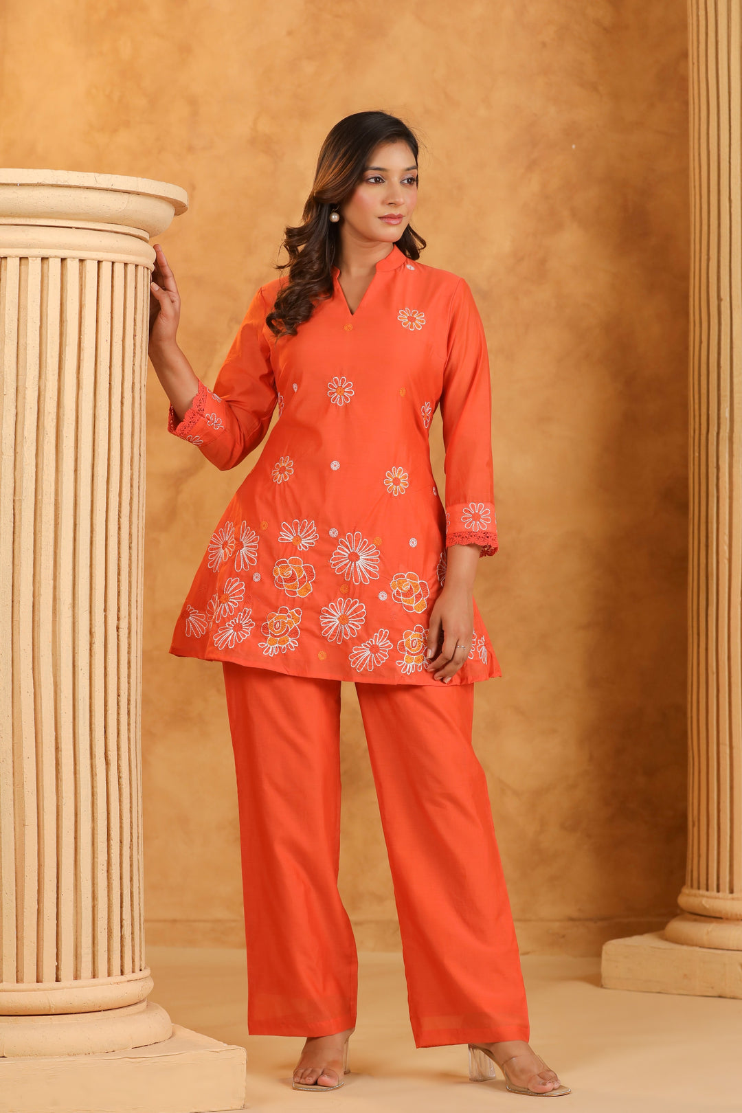 Hardik oranges embroidery co-ord Set
