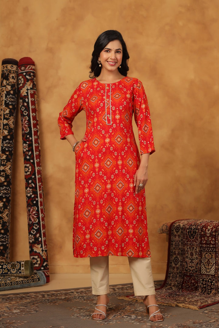 Varisha Lava Printed Work Kurti
