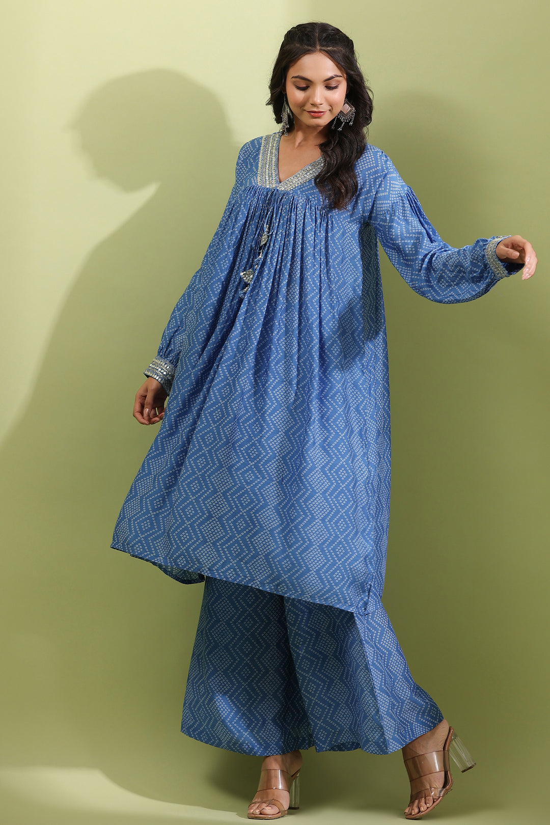 Darly Azure Muslin Work Kurta Pant Set