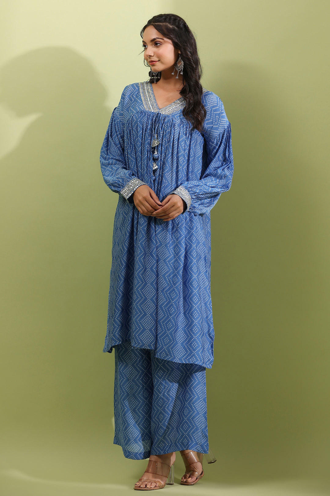 Darly Azure Muslin Work Kurta Pant Set