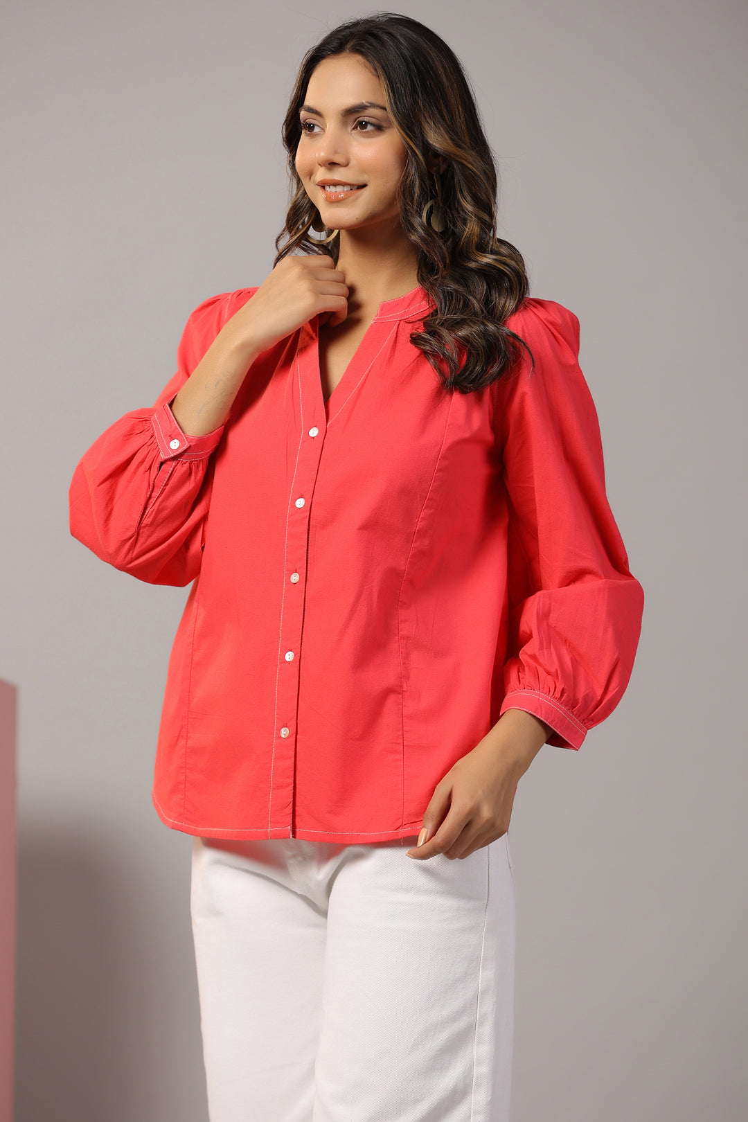 Rene Crimson Cotton Shirt