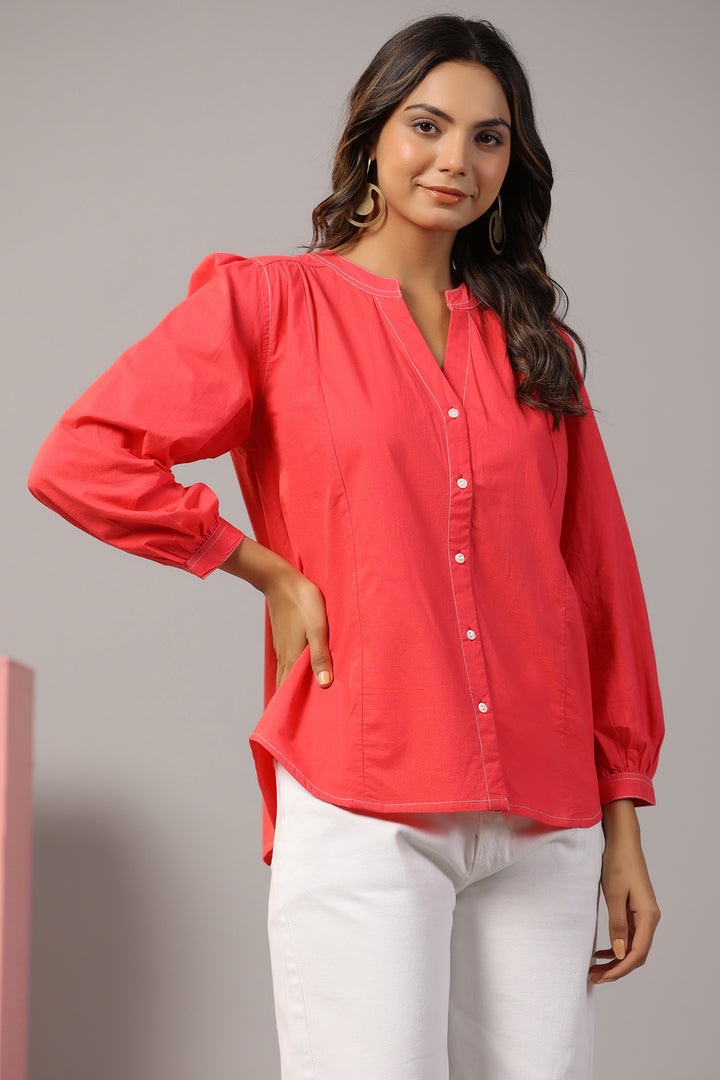 Rene Crimson Cotton Shirt