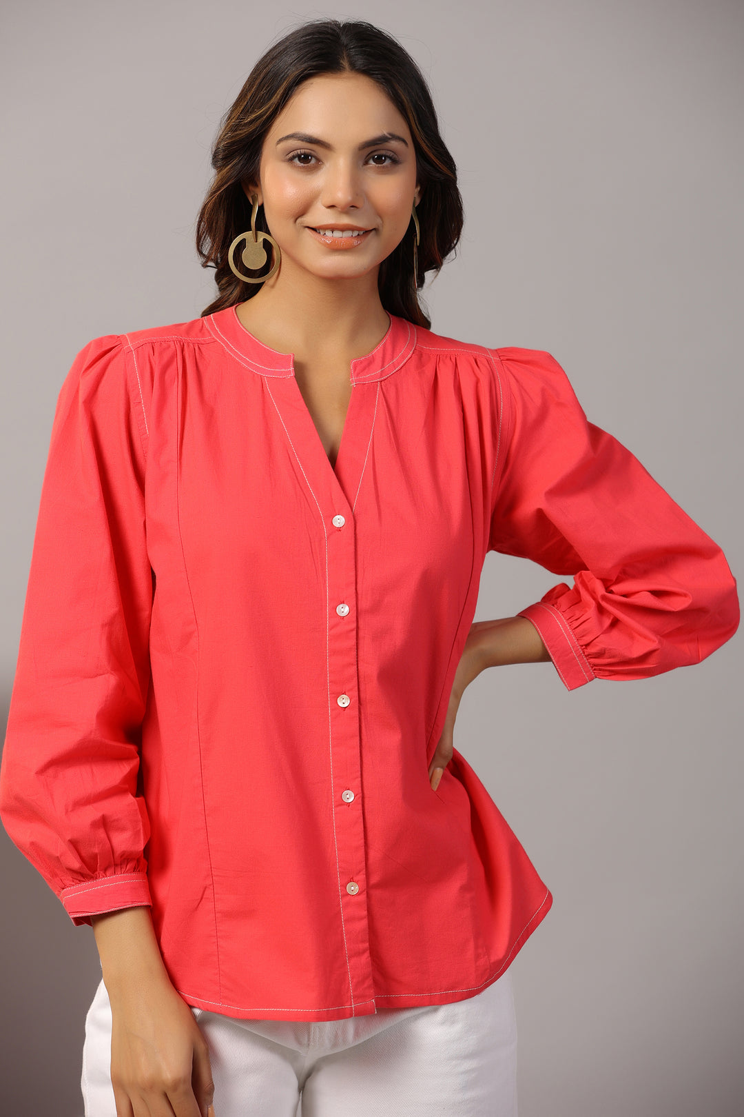 Rene Crimson Cotton Shirt